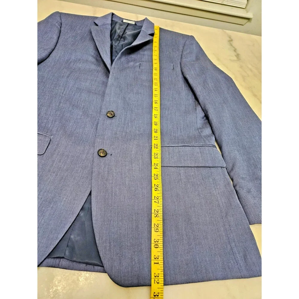 Ralph Lauren Blue Silk Wool Blend Sport Coat Blazer Suit Jacket Men's 42L